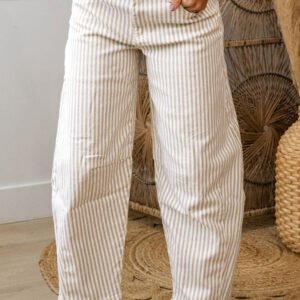 Khaki Stripe Barrel Jeans