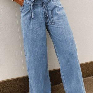 Bow Sash Wide Leg Jeans