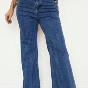 Golden Button Flare Jeans