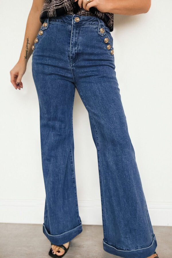 Golden Button Flare Jeans