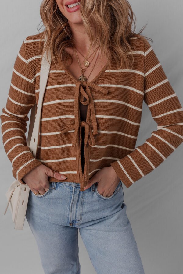 Rust Stripe Knit Cardigan