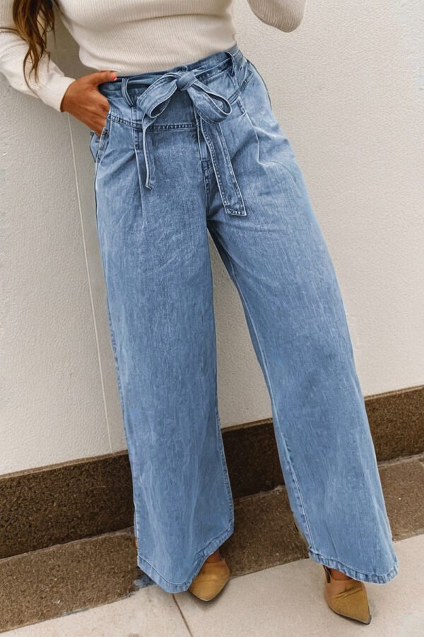 Bow Sash Wide Leg Jeans