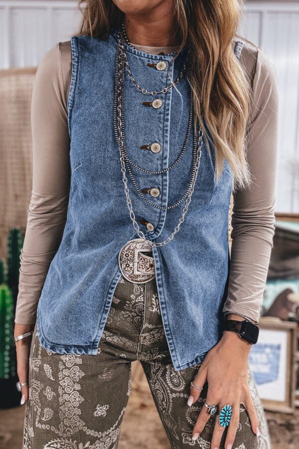 Driftwood Denim Button Vest