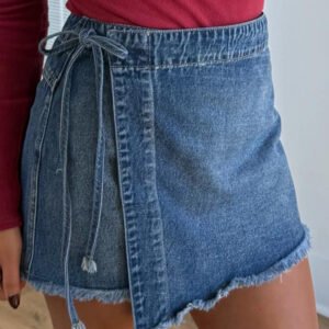 Wrapped Tied Waist Denim Skort
