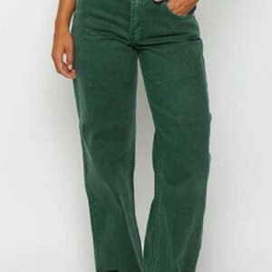 Green Raw Hem Jeans