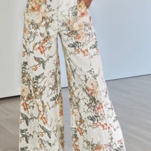 Floral Print Wide Leg Jeans
