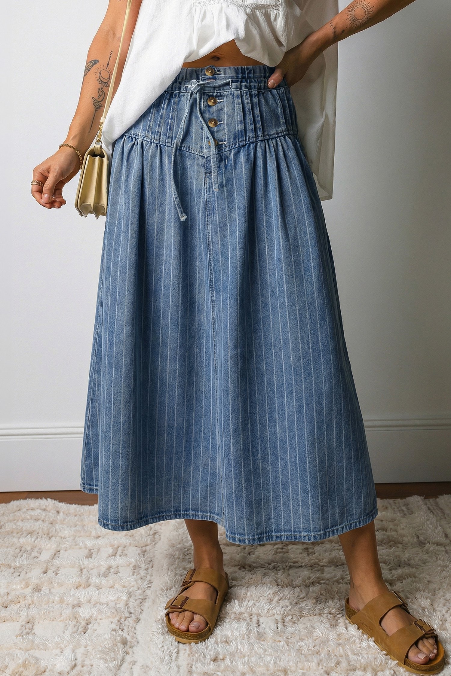 Indigo Prairie Midi Skirt