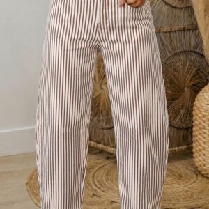 Brown Stripe Barrel Jeans