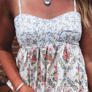 Floral Printed Patchwork Babydoll Top