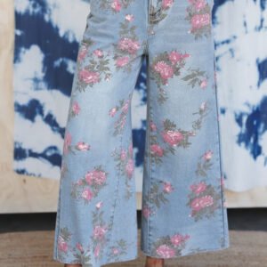 Bluebell Rose Wide-Leg Jeans