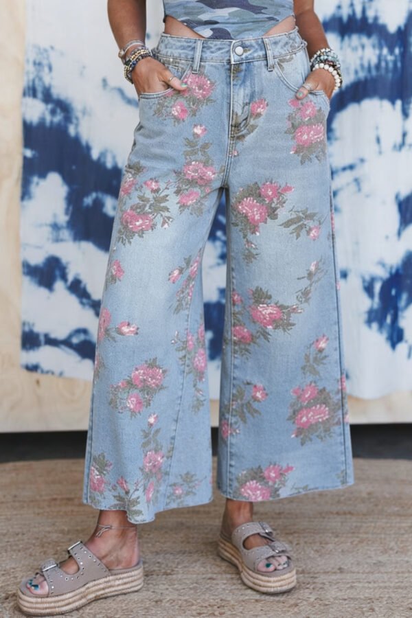 Bluebell Rose Wide-Leg Jeans