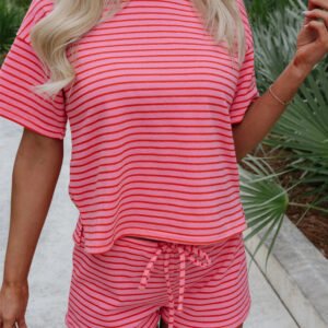 Rose Stripe Shorts Set