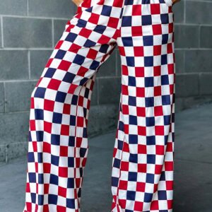 Checked Wide Leg Pants