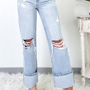 Light Wash Straight Jeans