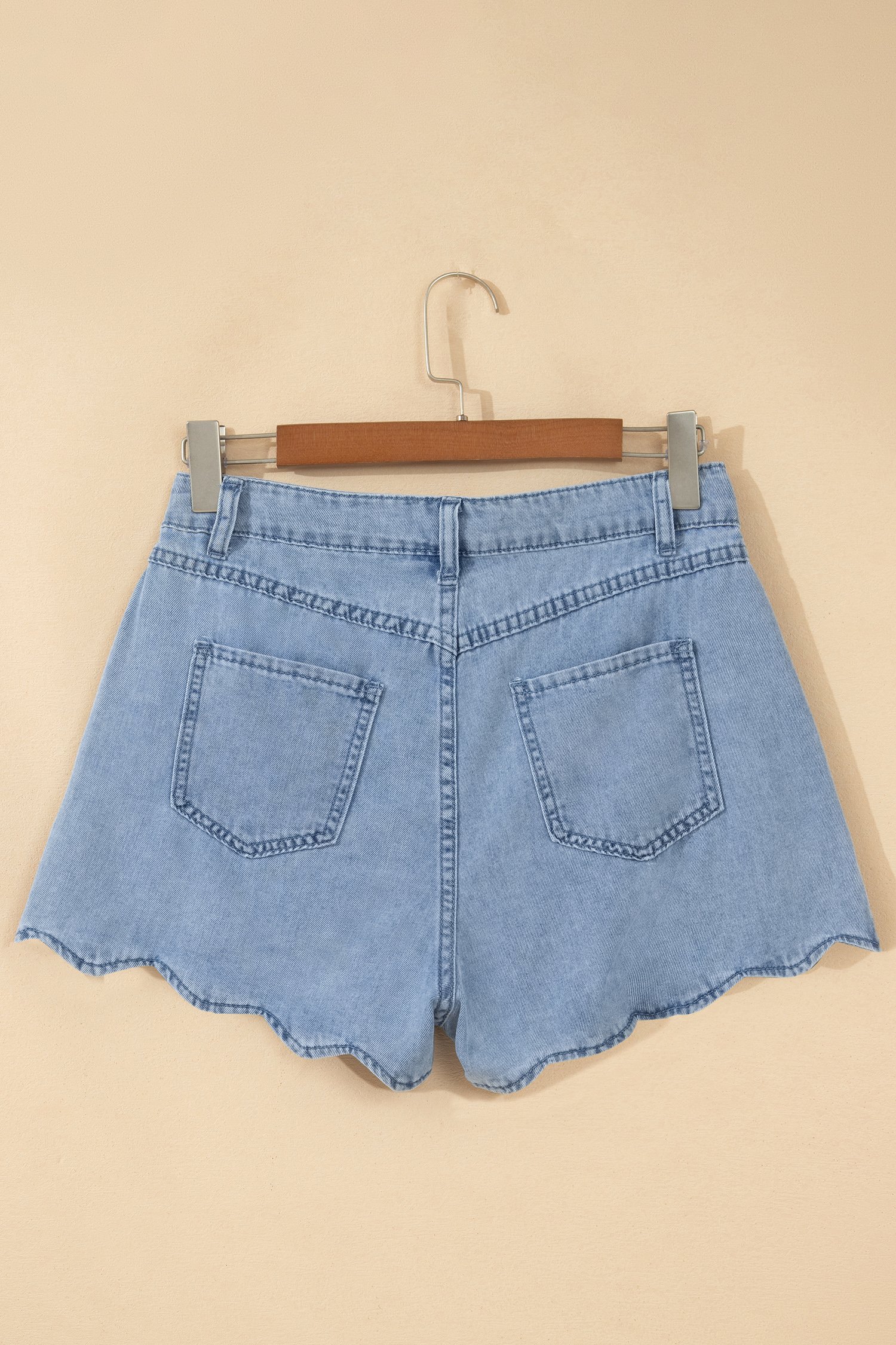Scalloped Trim Denim Shorts - Image 5