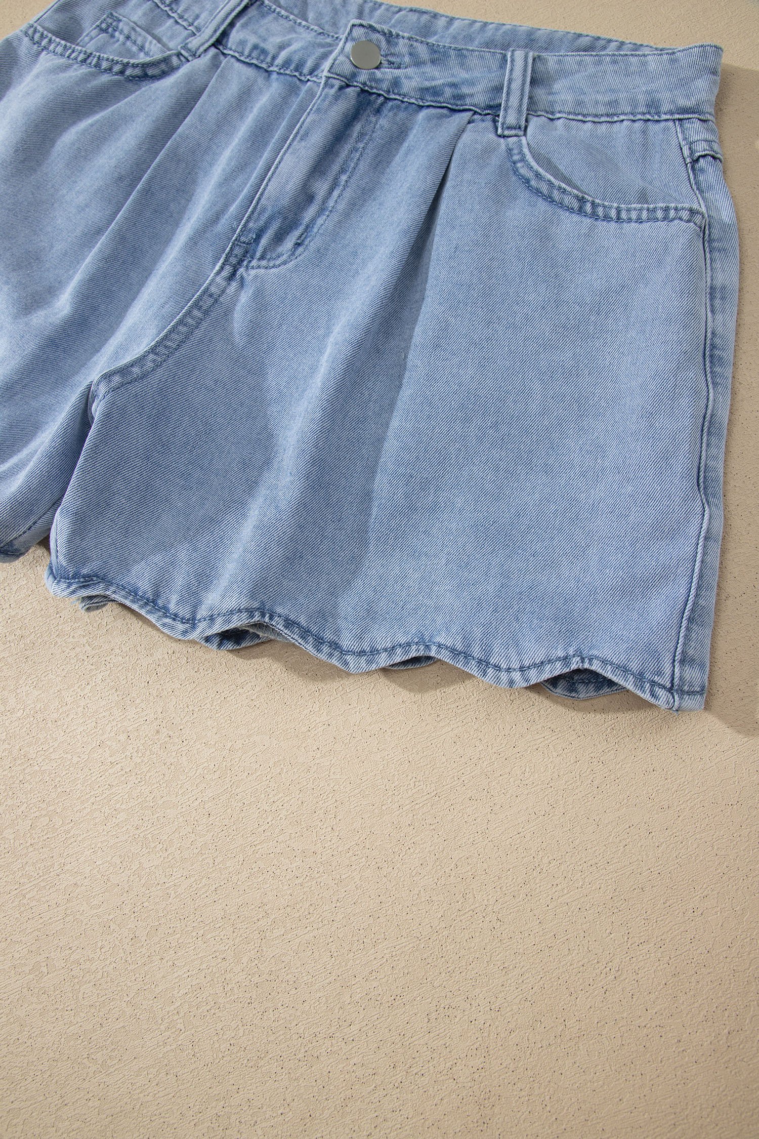 Scalloped Trim Denim Shorts - Image 9