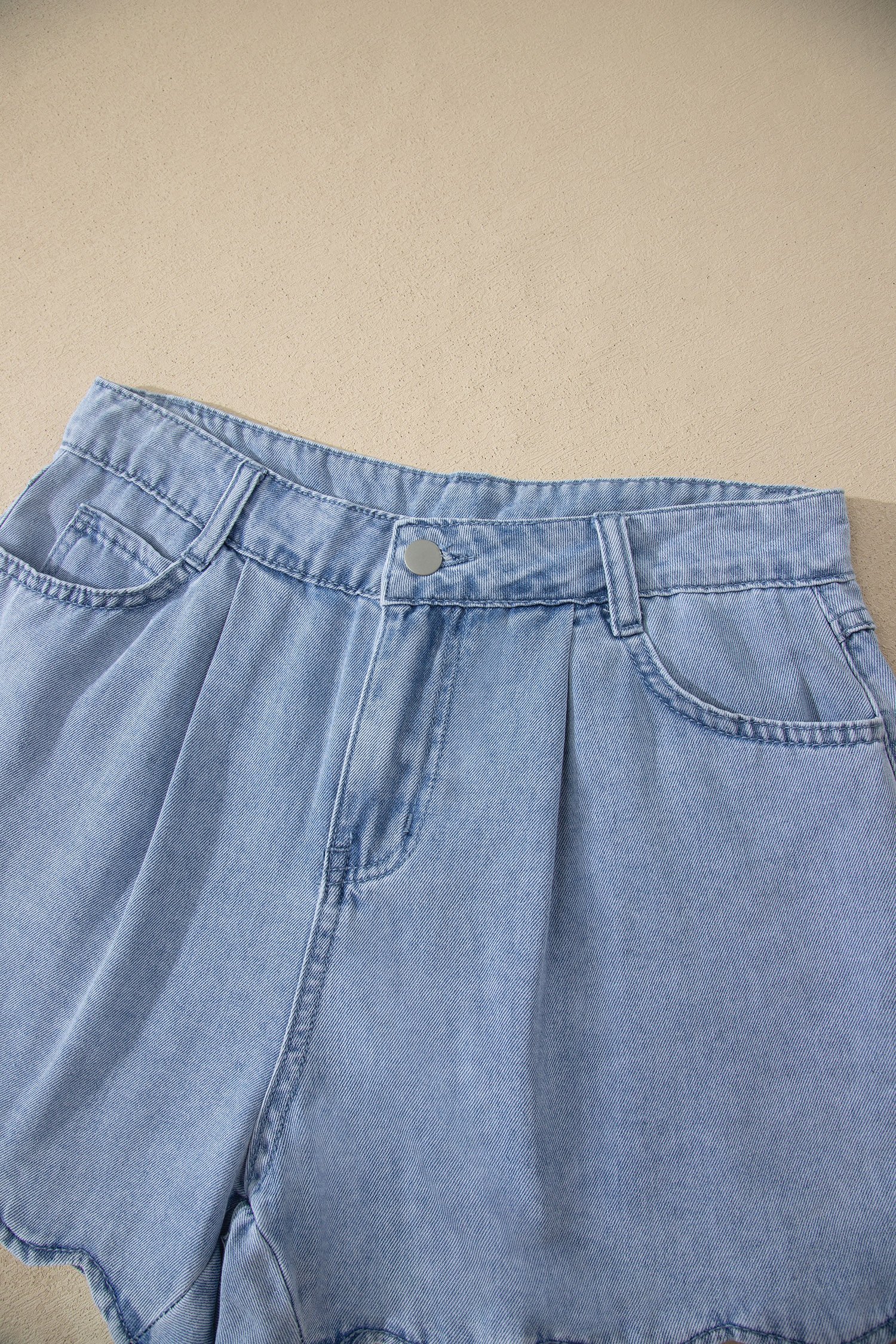Scalloped Trim Denim Shorts - Image 6