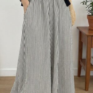Harbor Stripe Wide-Leg Pants