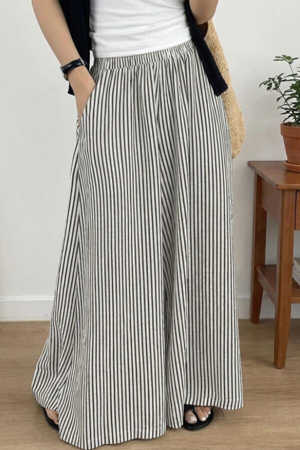 Harbor Stripe Wide-Leg Pants
