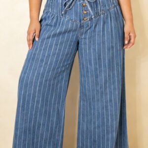 Indigo Stripe Wide-Leg Pants