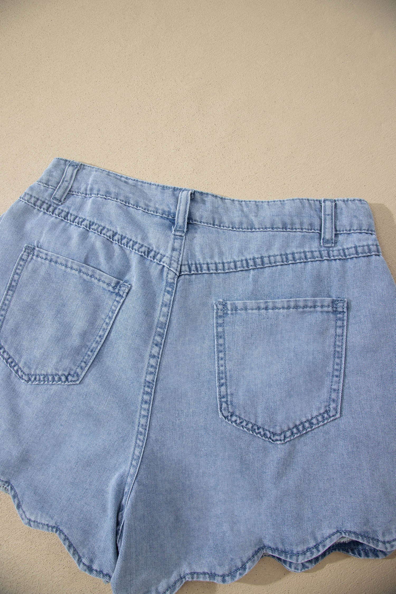 Scalloped Trim Denim Shorts - Image 10