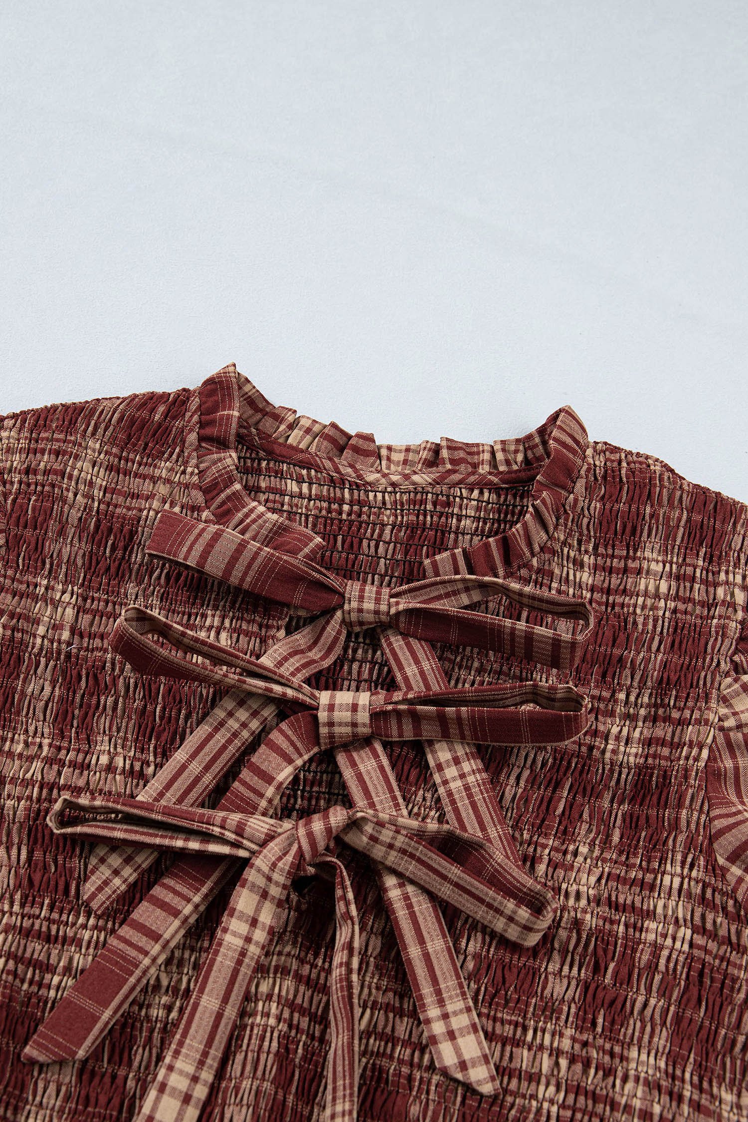 Red Plaid Knot Midi Dress - Image 15
