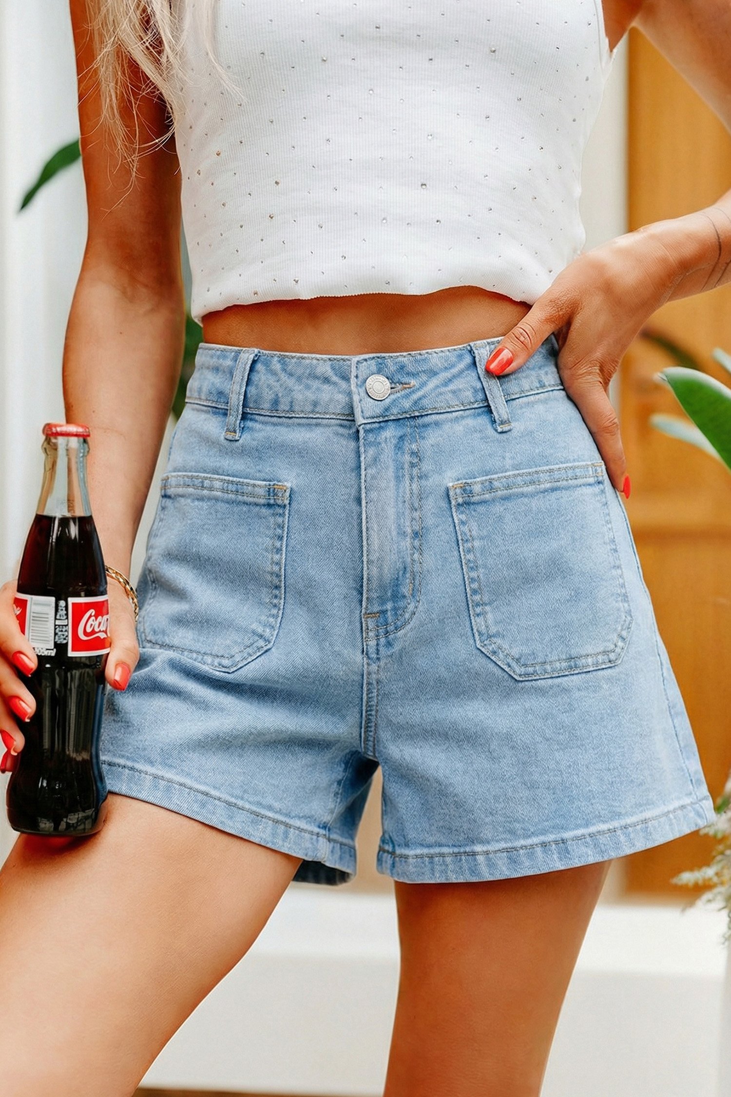 High Rise Denim Shorts