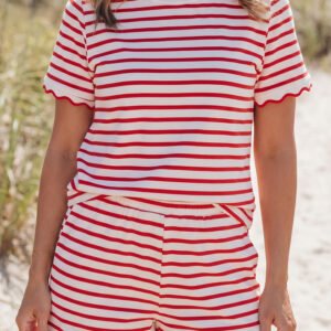 Red Stripe Scallop Set