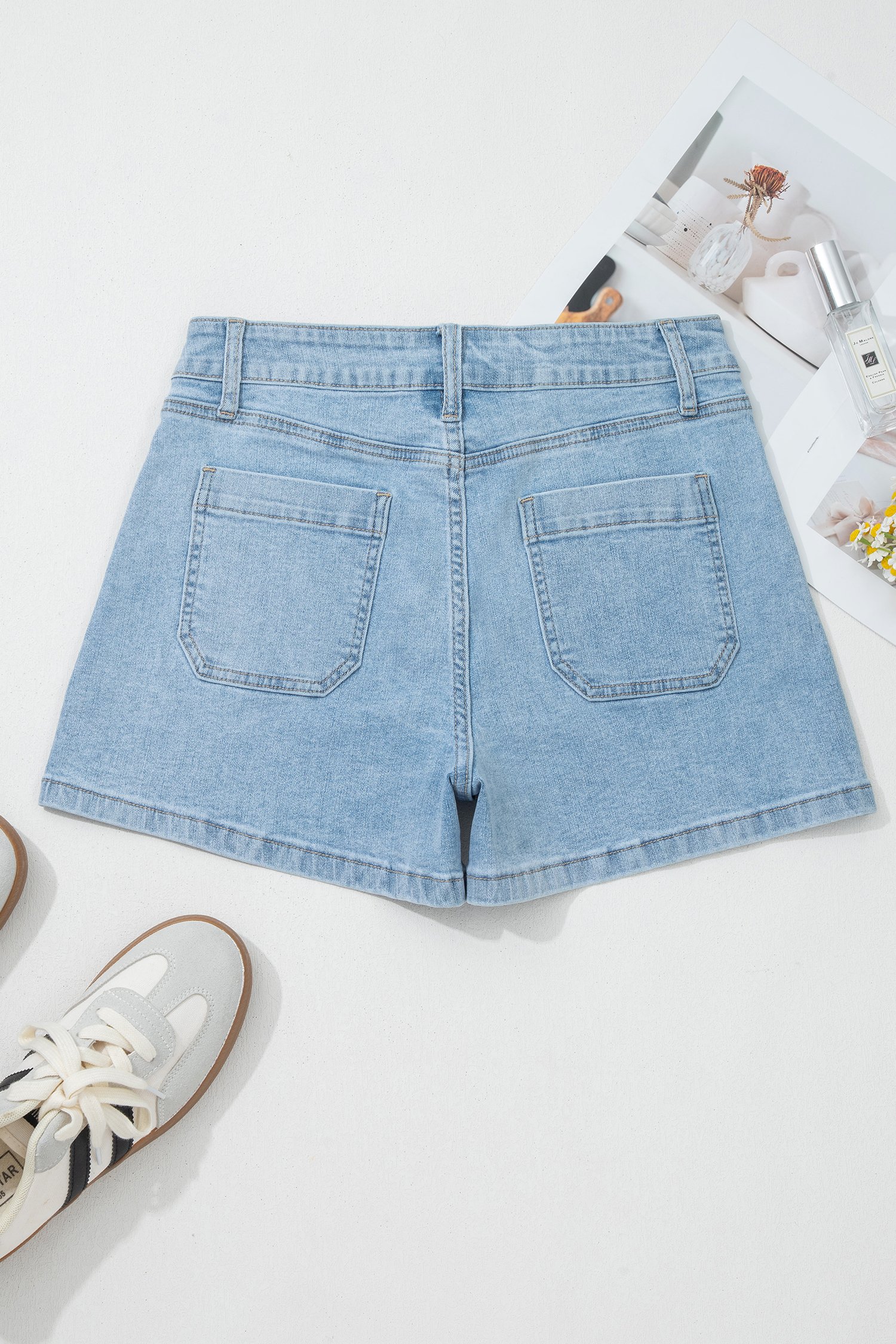 High Rise Denim Shorts - Image 7