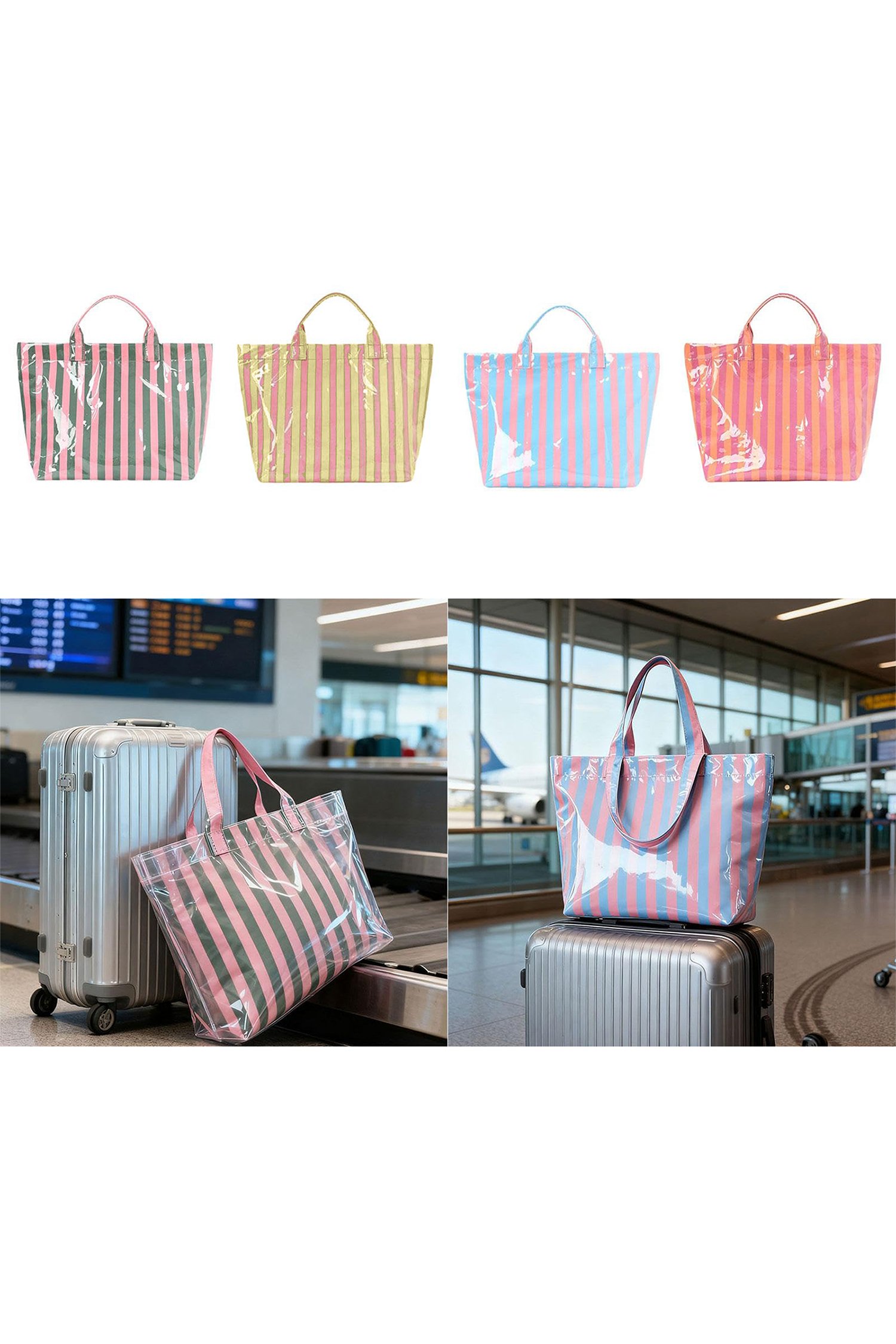 Glossy Striped Vinyl Tote Bag - Image 12