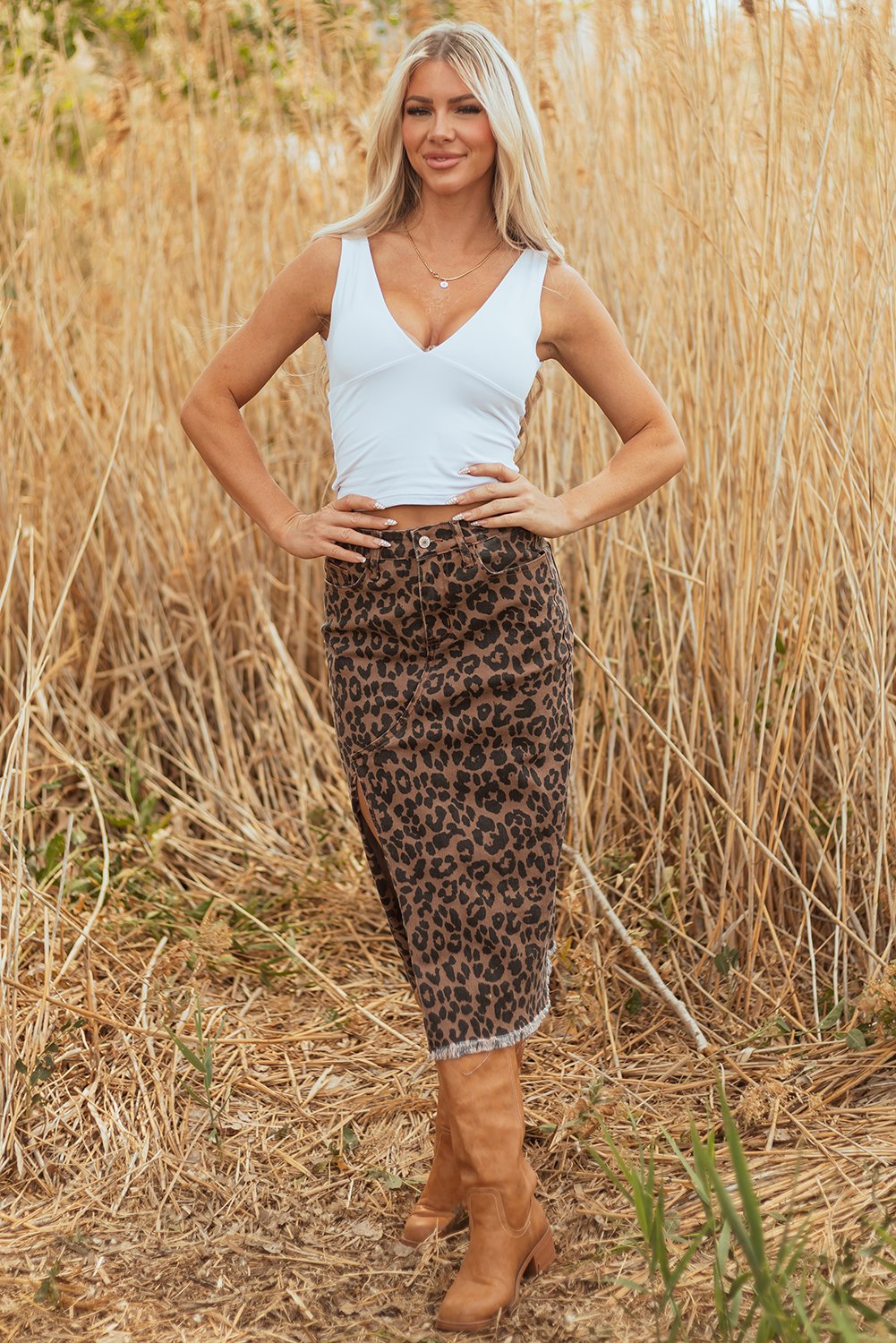 Leopard Denim Maxi Skirt - Image 8