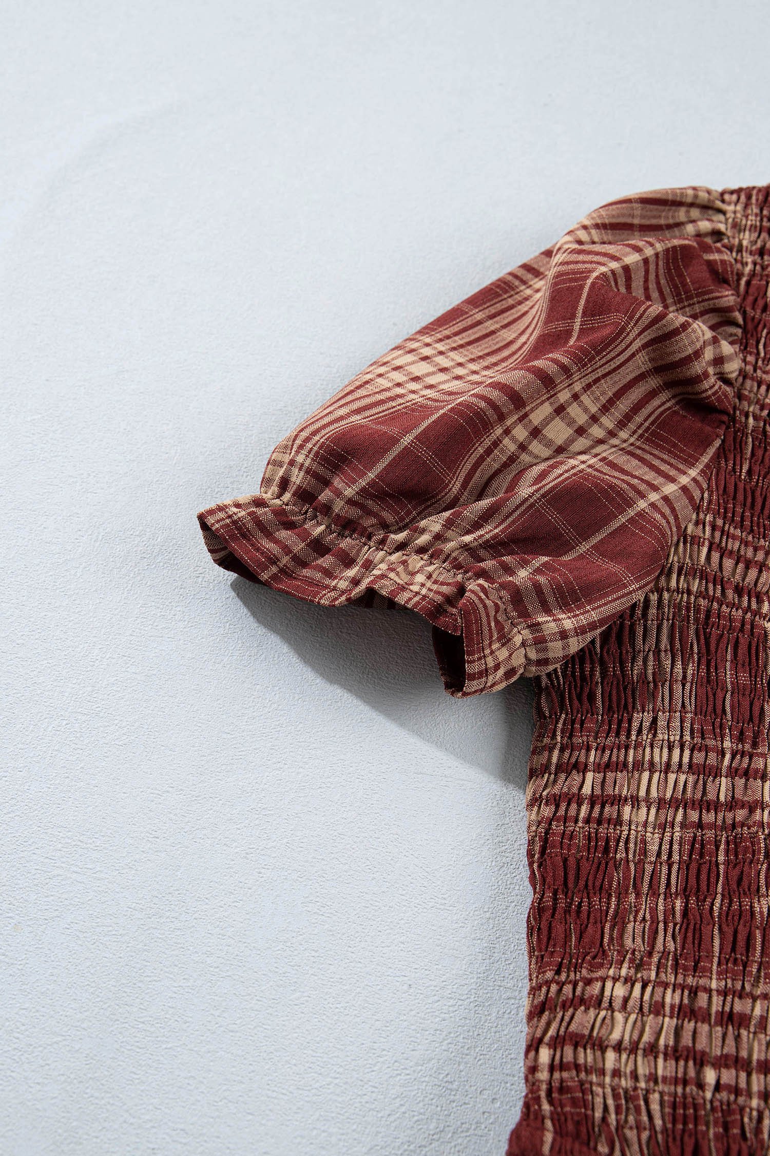 Red Plaid Knot Midi Dress - Image 14