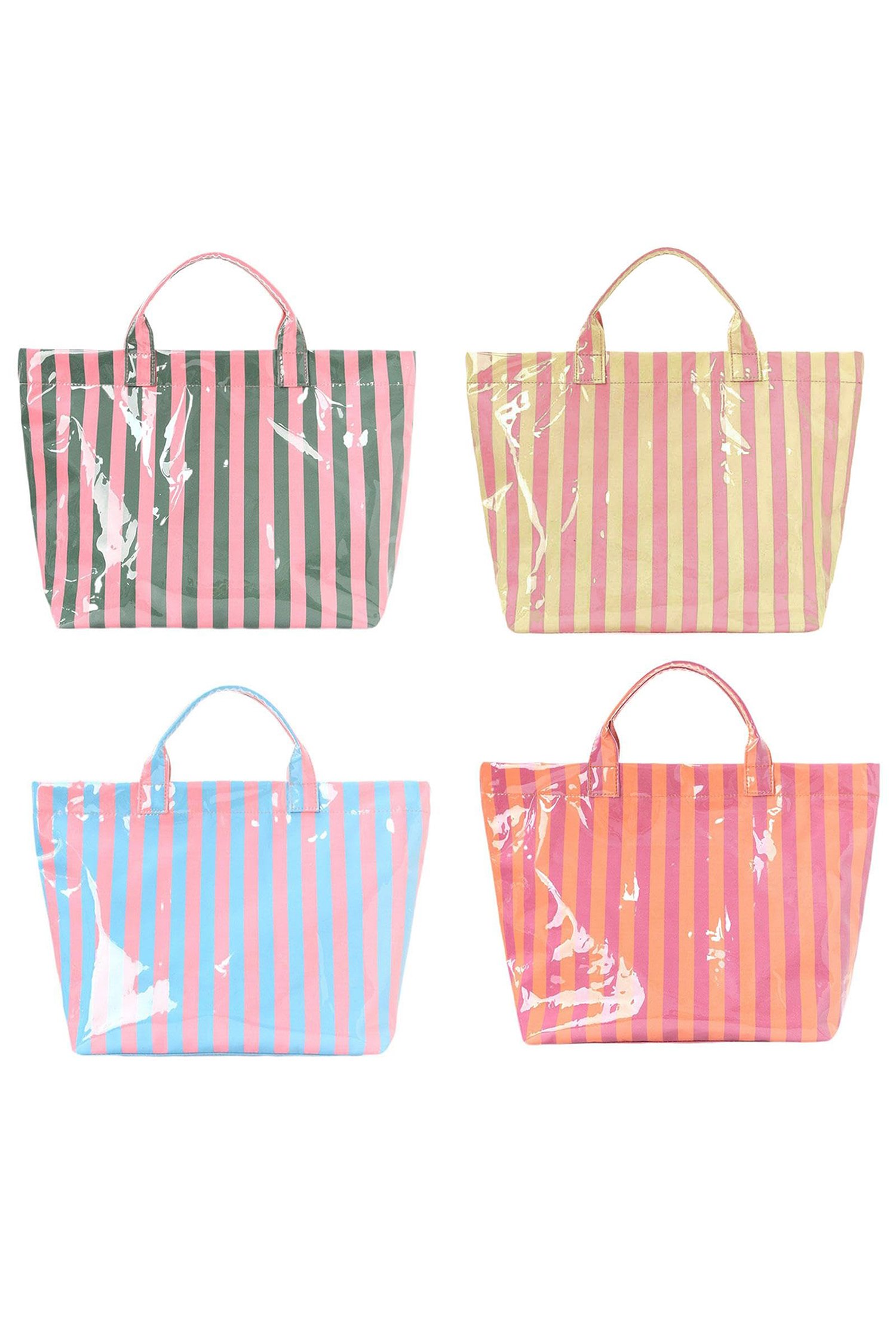 Glossy Striped Vinyl Tote Bag - Image 14