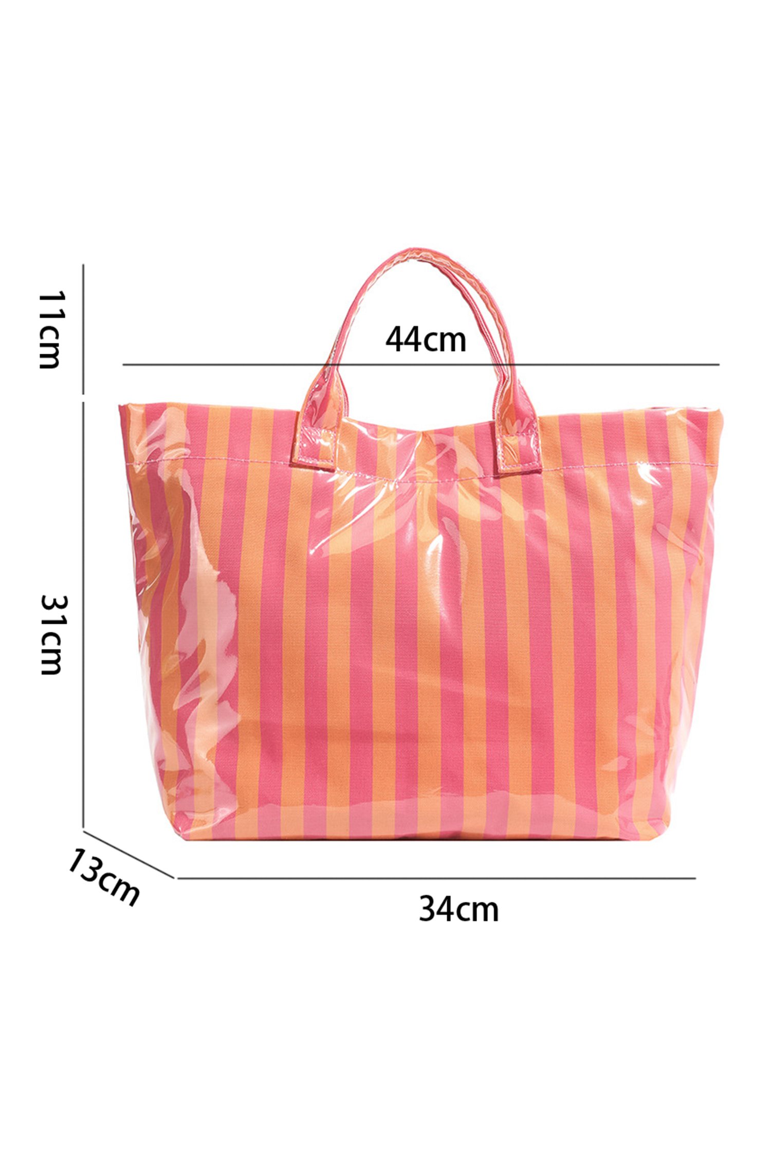 Glossy Striped Vinyl Tote Bag - Image 20