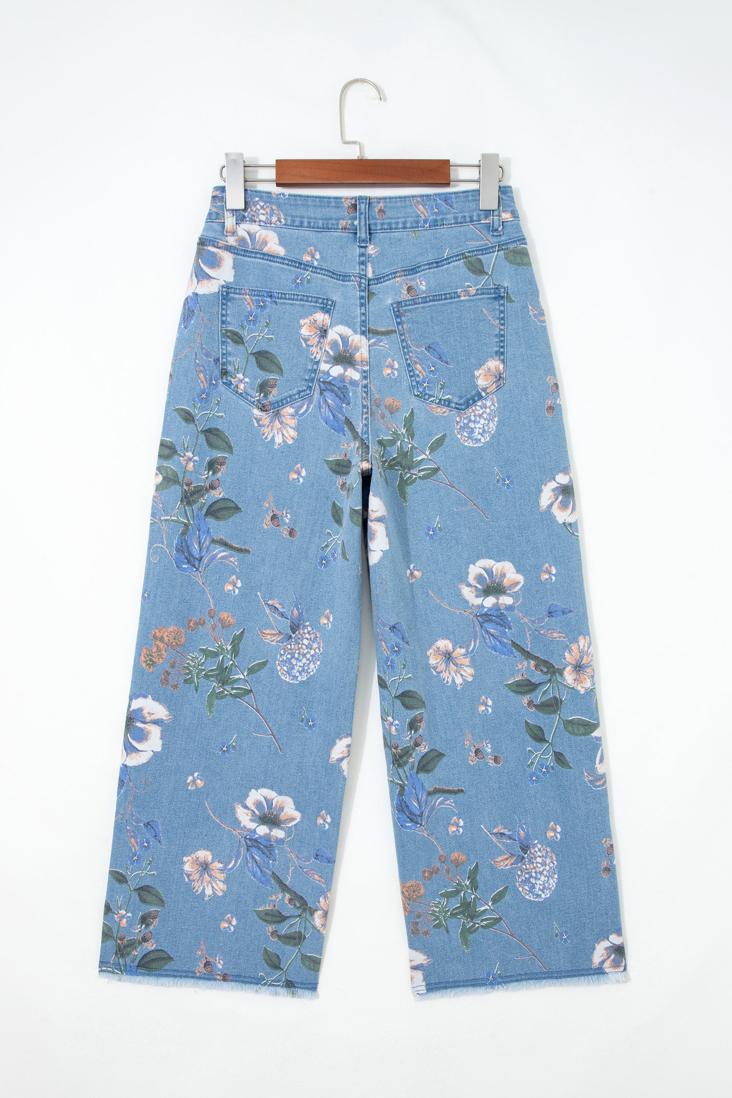 Floral Print Frayed Hem Jeans - Image 5