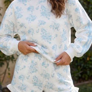 Blue Floral Ruffle Set