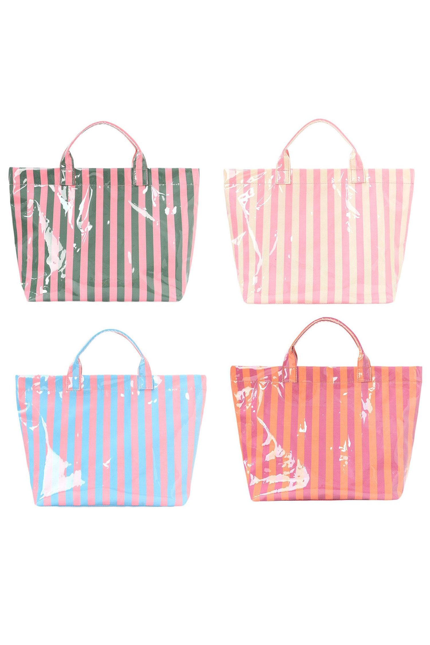 Glossy Striped Vinyl Tote Bag - Image 3