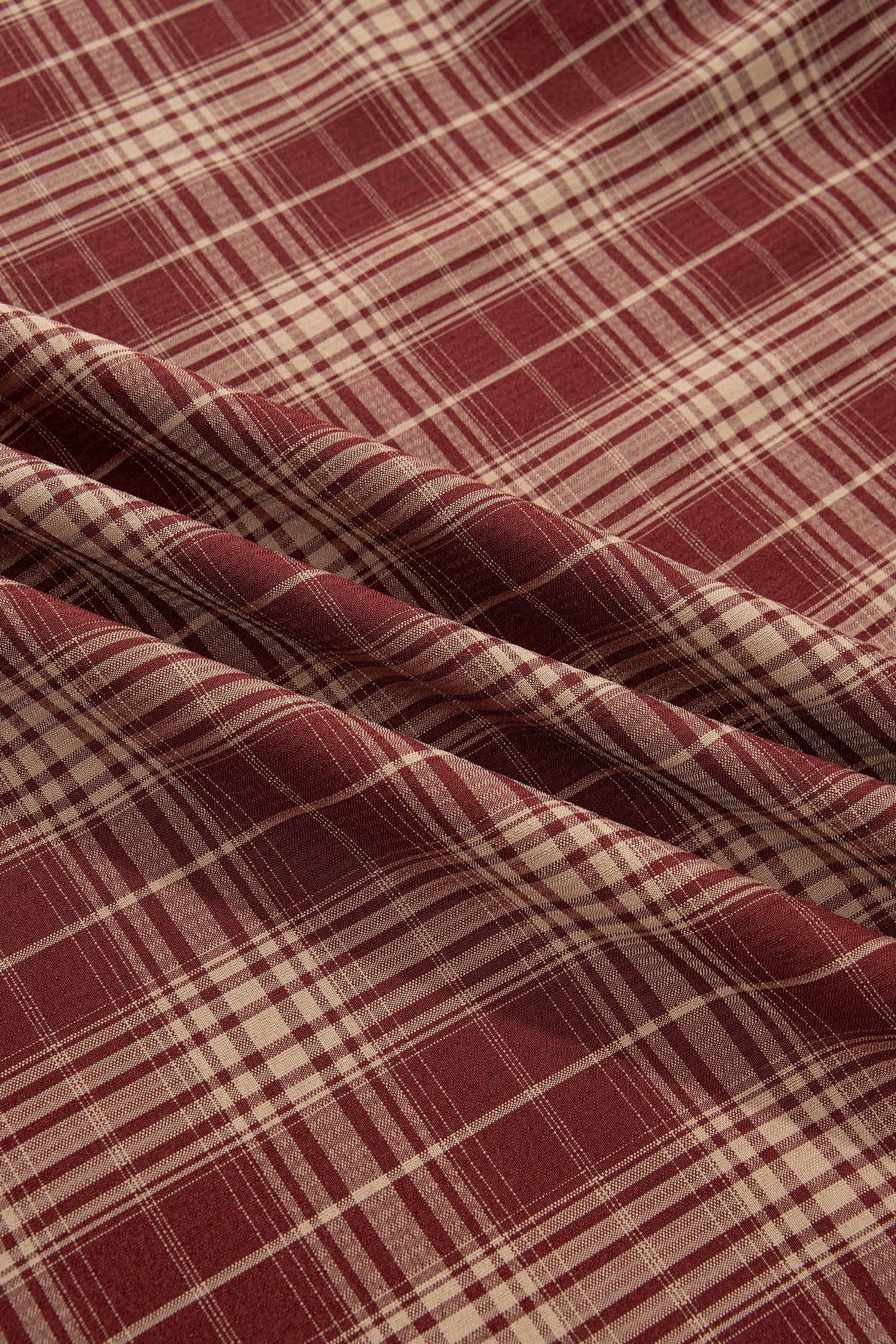 Red Plaid Knot Midi Dress - Image 11