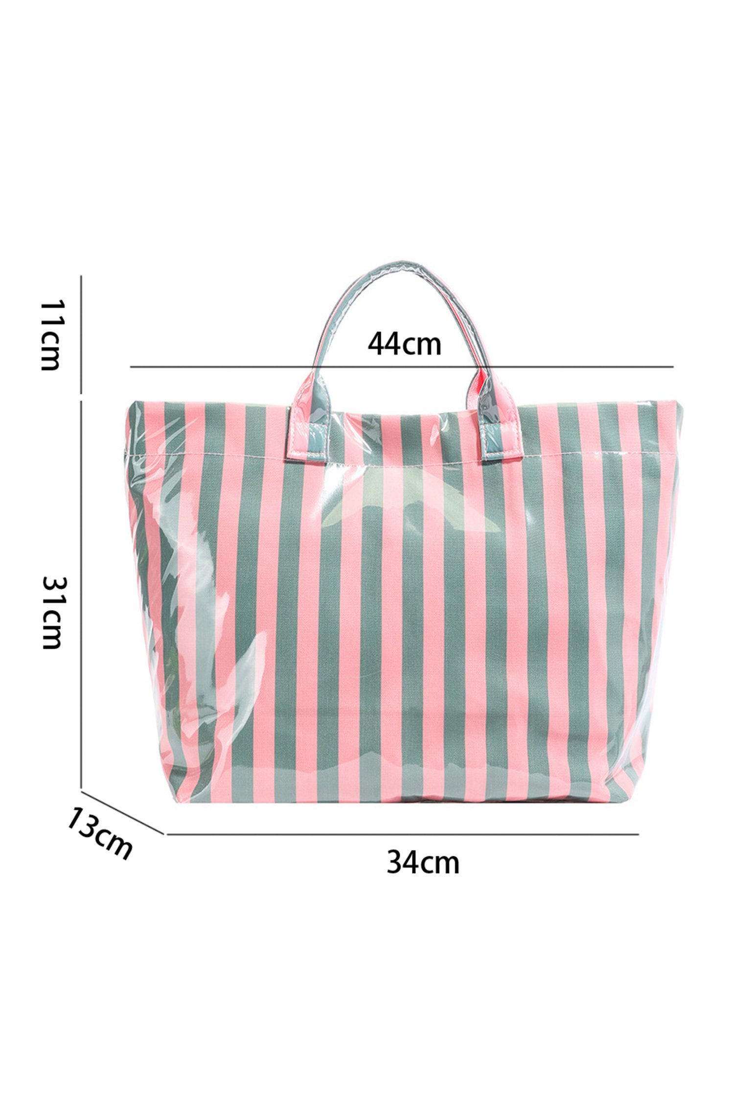 Glossy Striped Vinyl Tote Bag - Image 7