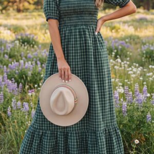 Green Plaid Ruffle Hem Dress