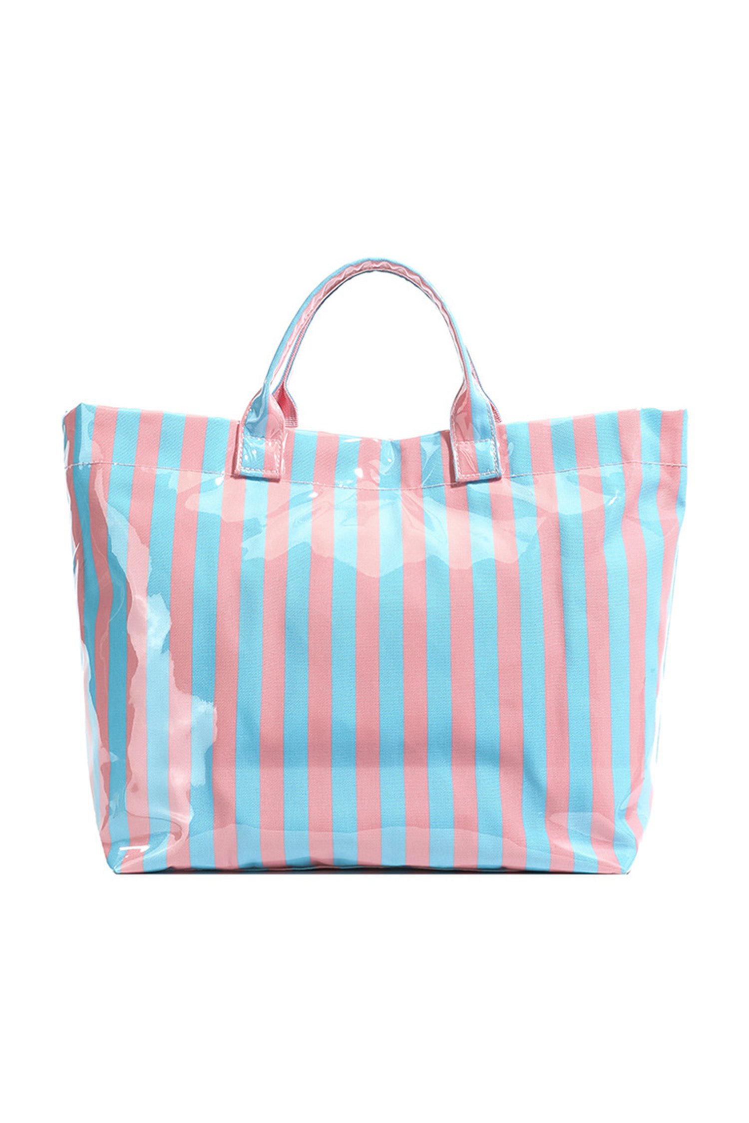 Glossy Striped Vinyl Tote Bag - Image 2