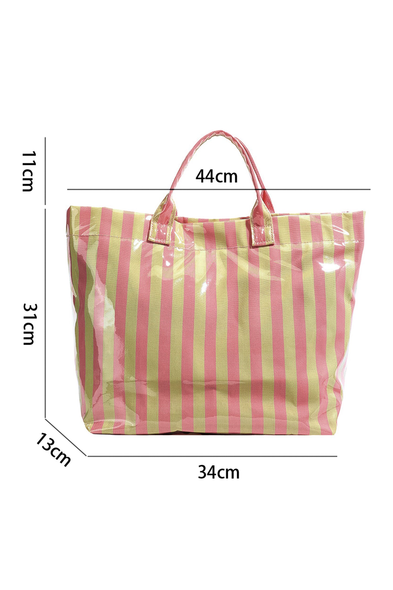 Glossy Striped Vinyl Tote Bag - Image 16