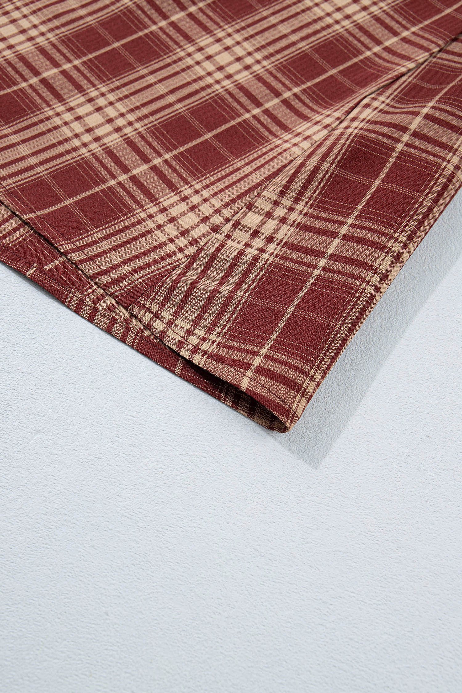 Red Plaid Knot Midi Dress - Image 12