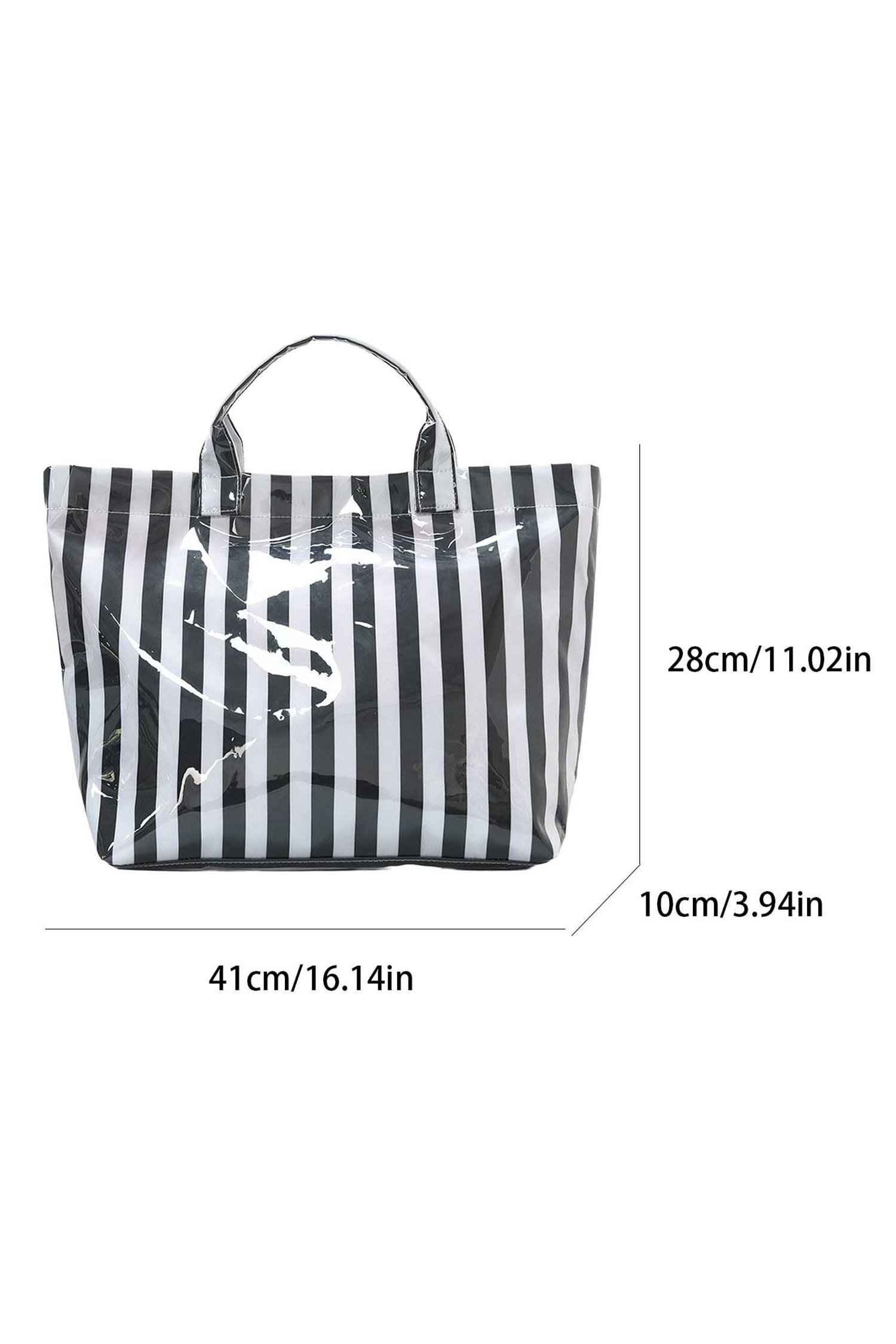 Glossy Striped Vinyl Tote Bag - Image 32