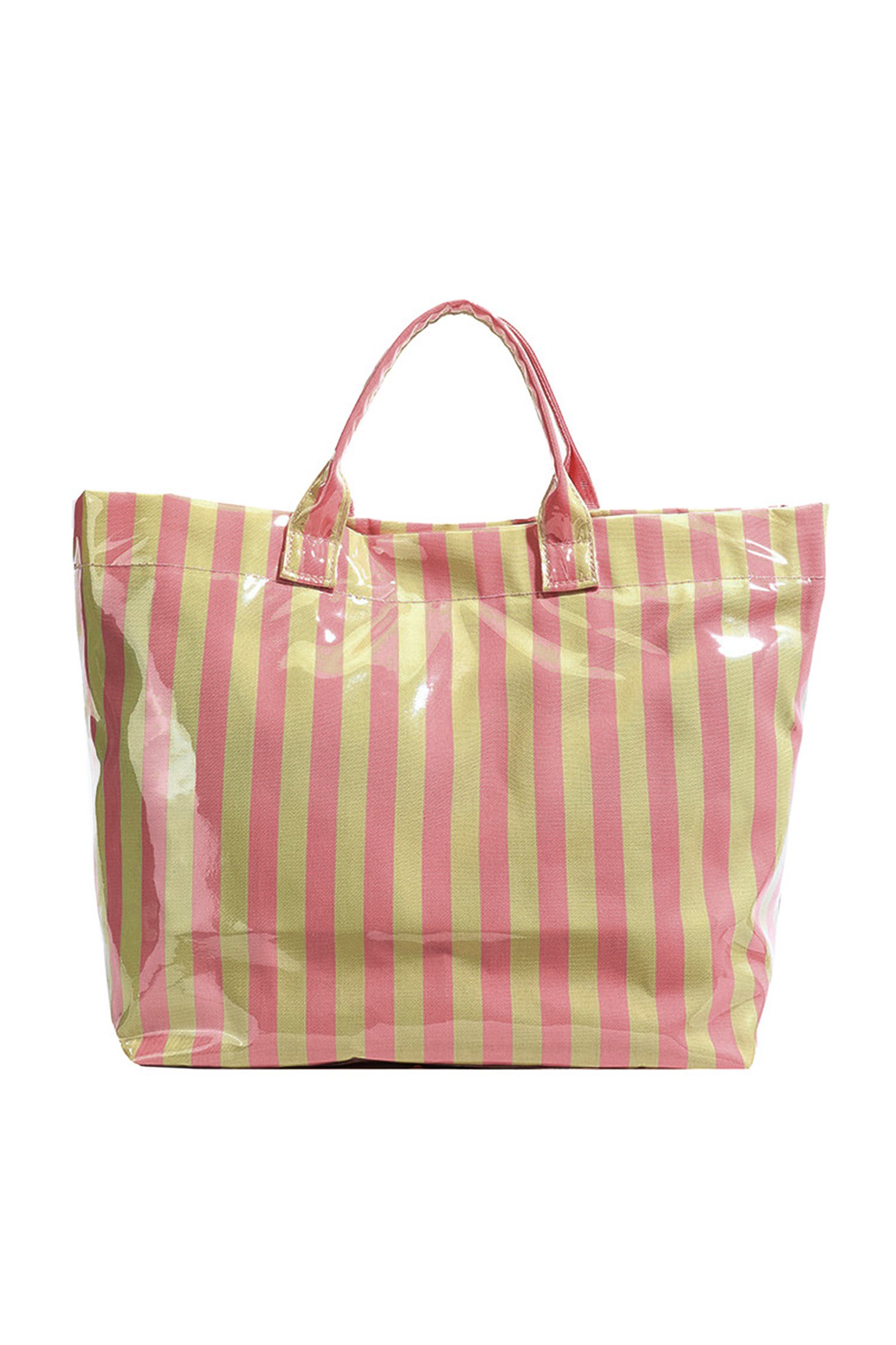 Glossy Striped Vinyl Tote Bag - Image 15