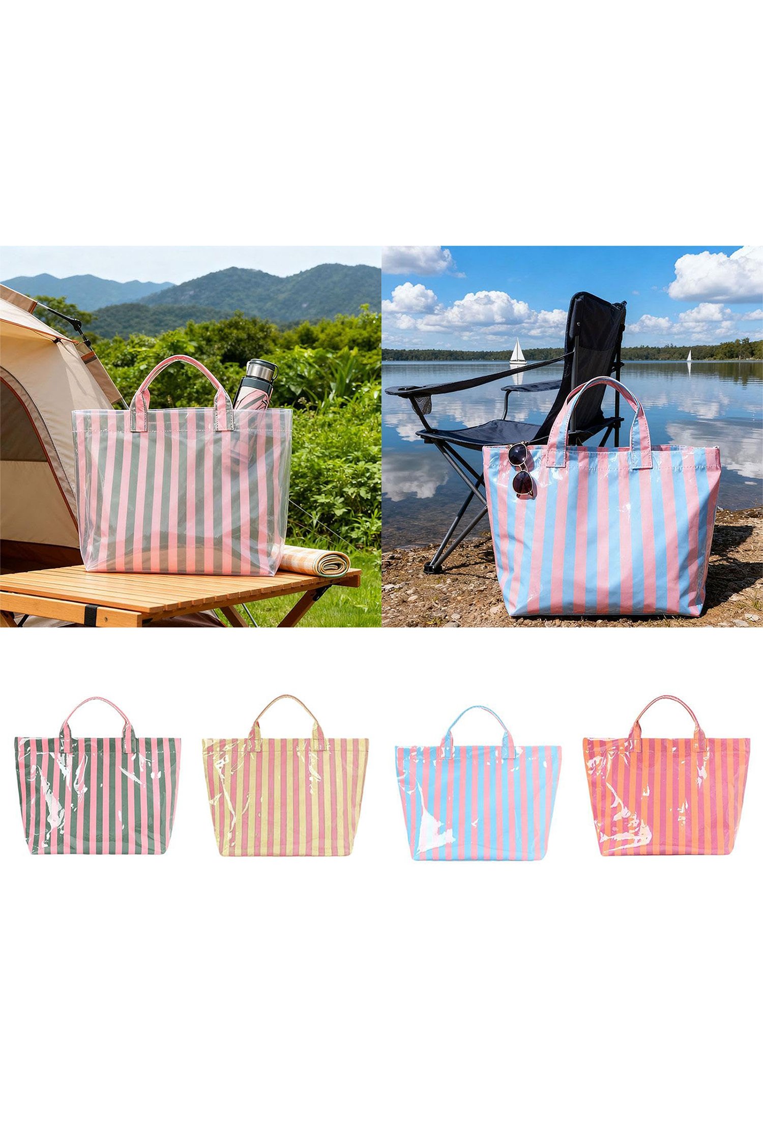 Glossy Striped Vinyl Tote Bag - Image 11