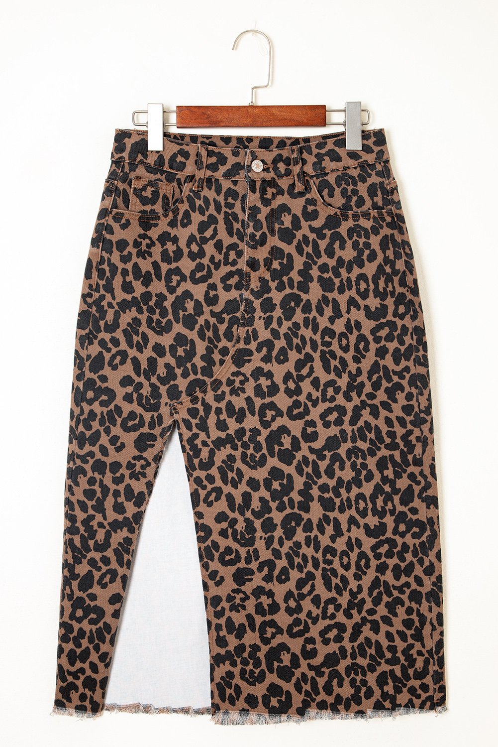Leopard Denim Maxi Skirt - Image 9