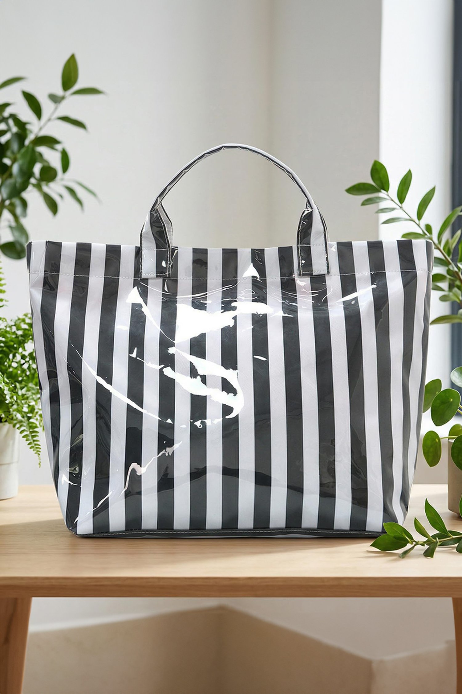 Glossy Striped Vinyl Tote Bag - Image 29