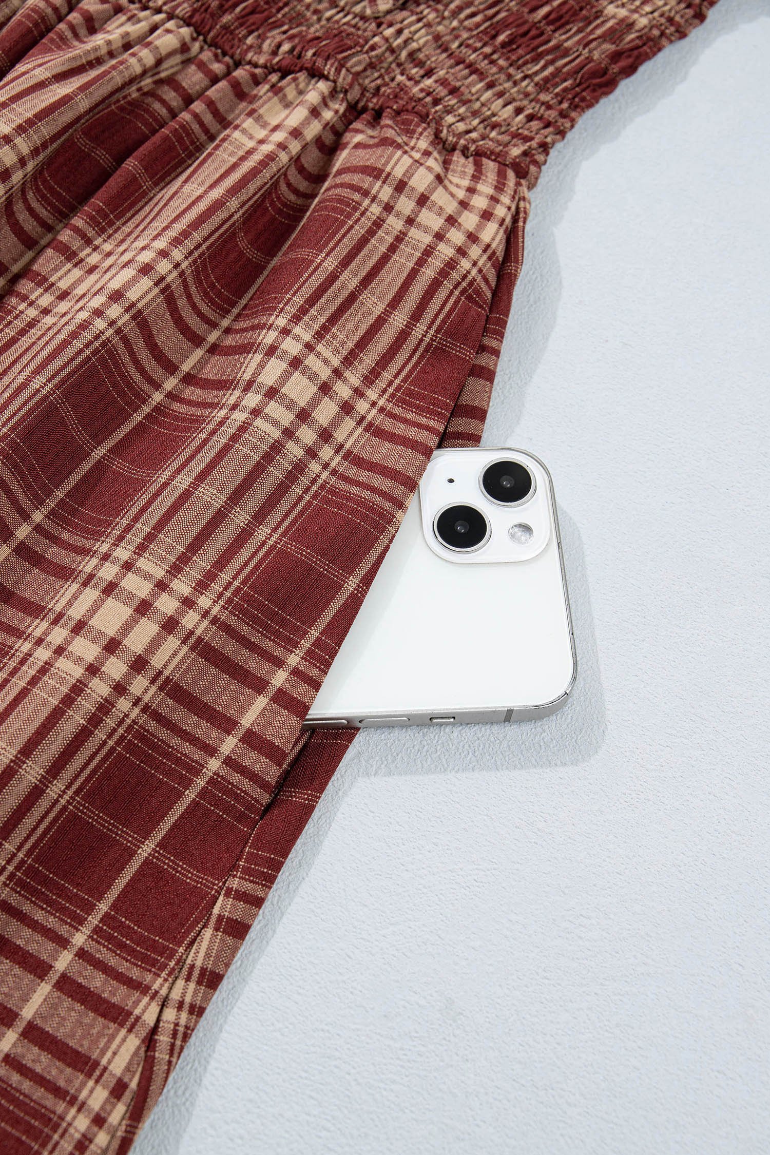 Red Plaid Knot Midi Dress - Image 13