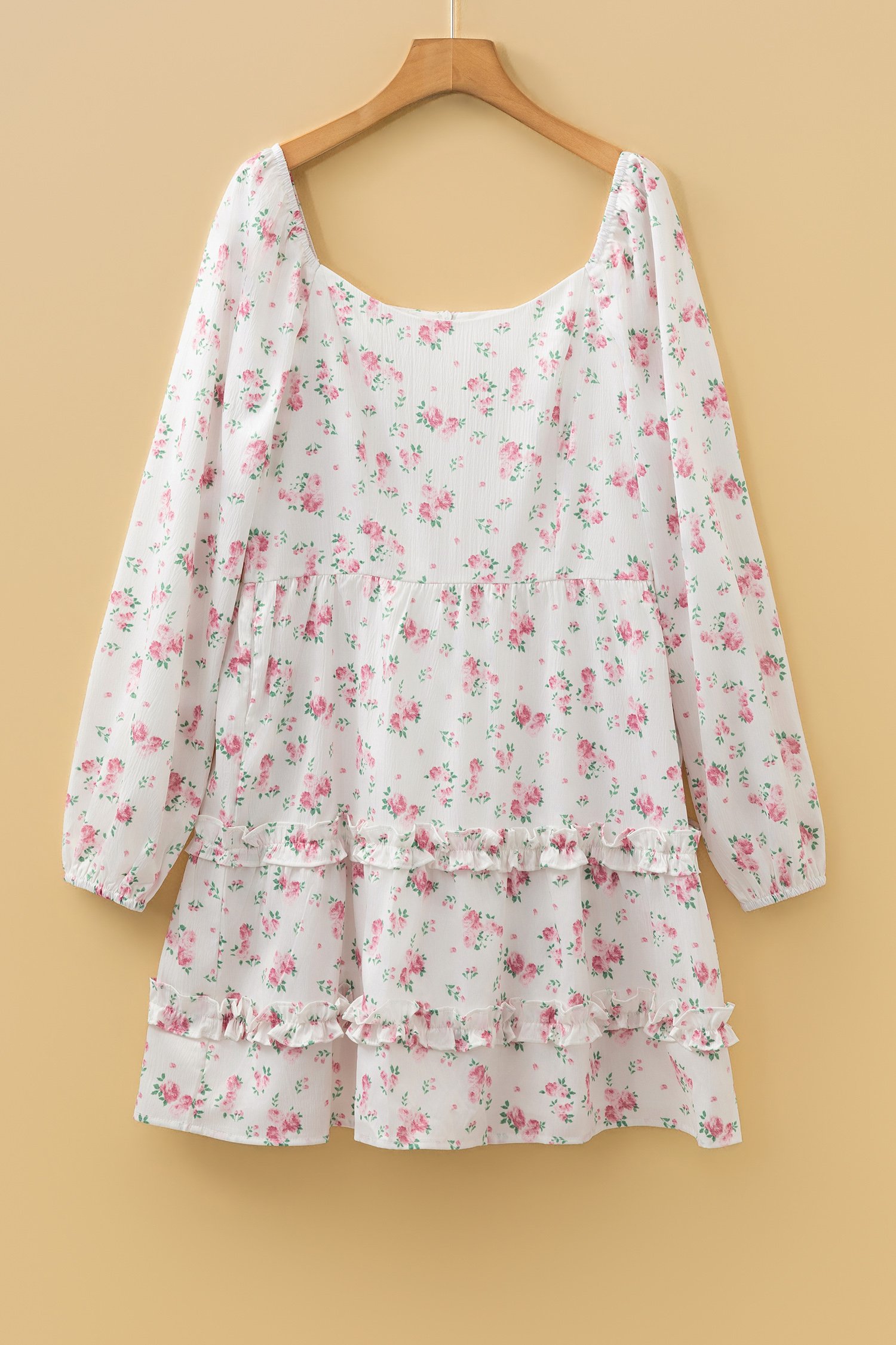 Pink Floral Flared Mini Dress - Image 9